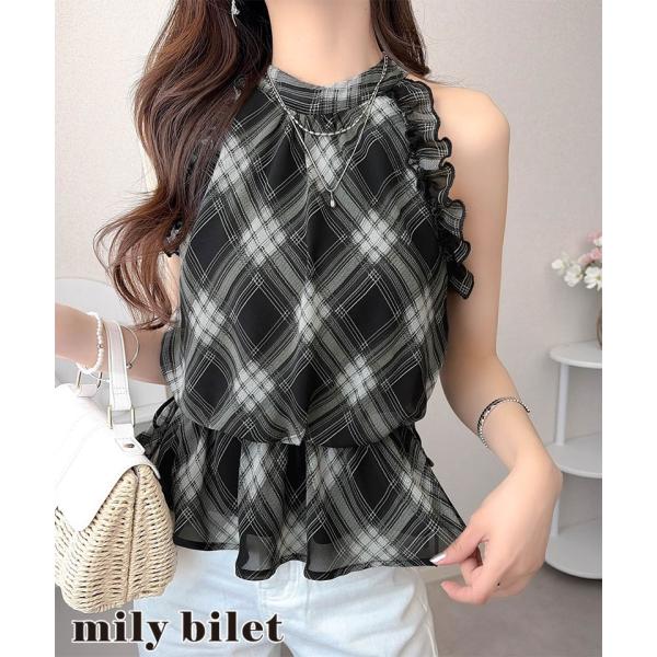 【mily bilet】ブラウス レディース フリル トップス ペプラムブラウス フリル カジュアル...