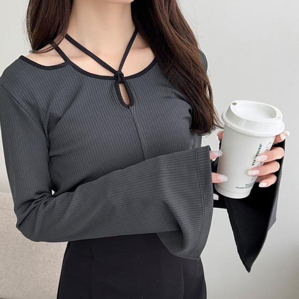 【mily bilet】 トップス ニット レディース リブニット チョーカー パイピング 配色 袖...