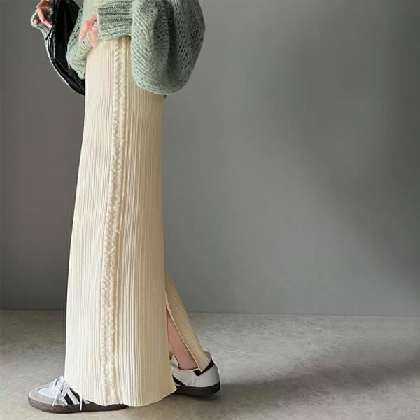 【mily bilet】 ボトムス スカート レディース サイド フリンジ メランジニット SK ウ...