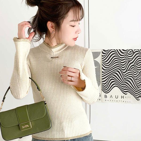 【mily bilet】 トップス ニット レディース きらめき ラメ入り 配色 リブ プチ ハイ ...