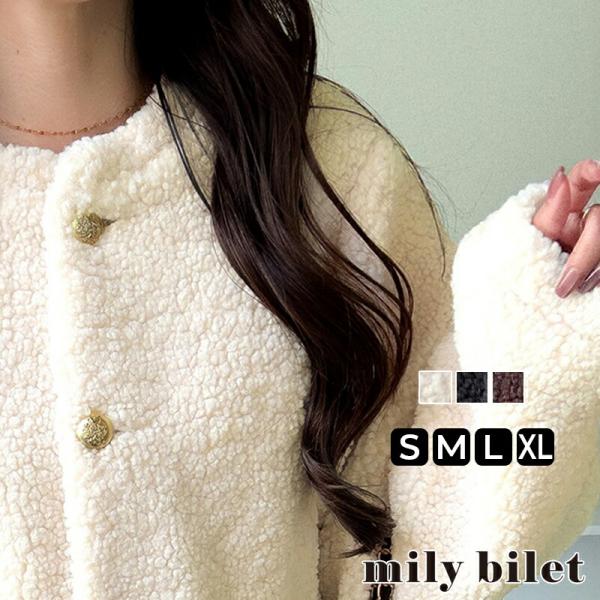 【mily bilet】ジャケット レディース 秋 アウター ゴールド 釦 エンブレム ボタン 使い...