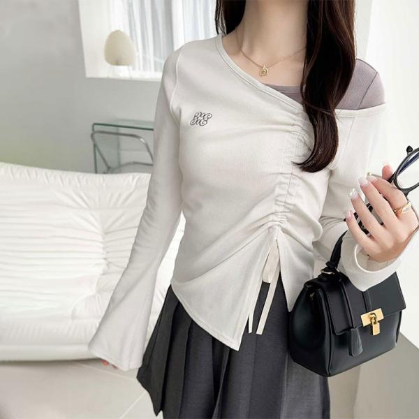 【mily bilet】 トップス Tシャツ レディース アシンメトリー ネック レイヤード 風 シ...