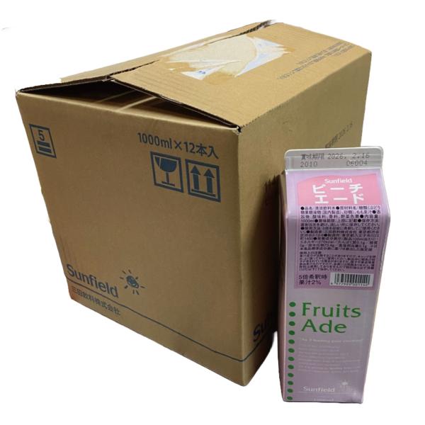 三田飲料 ピーチエード 紙パック 1000ml×12本 ケース販売