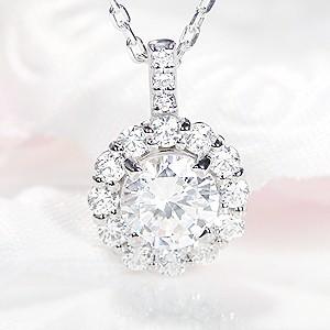 大粒天然ダイヤモンドネックレス 1.00ct/40.3cm/1.44g 鑑別書付 松屋銀座特選 天然ダイヤモンドペンダントネックレス 大粒1ctアップ