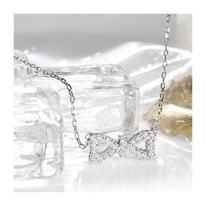 ダイヤモンド ダイヤ　ネックレス リボン PT900　モチーフ 0.3ct csn0062
