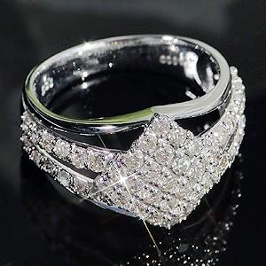 パヴェリング プラチナ ダイヤモンド 豪華1ct ダイヤリング