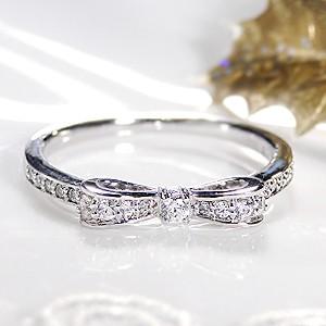 ダイヤモンド リボンリング プラチナ950 H&amp;Cダイヤ  0.2ct