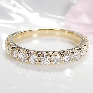 1カラット ダイヤモンド イエローゴールド エタニティ リング 送料無料 18金 K18 YG 1c...