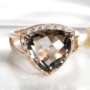 スモーキークォーツ ダイヤモンド リング 送料無料 ダイヤ 指輪 ピンク