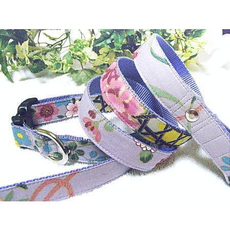 【50％OFF】【四季の華：和紫】L　犬　首輪＆リードセット