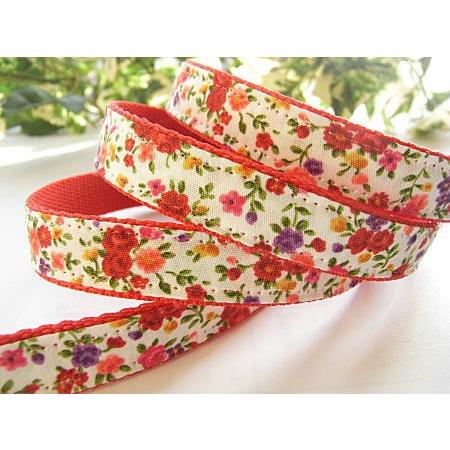 【30％OFF】【プチフラワー：レッド】S　犬　首輪＆リードセット