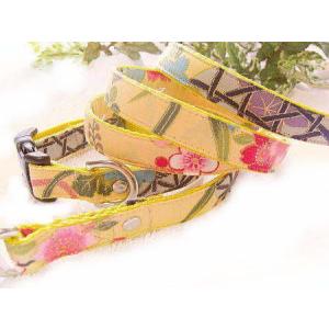 30％OFF】【金織桜文様：からし 】S 犬 首輪＆リードセット : Pet