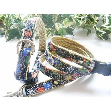 【30％OFF】【松竹梅：紺】S　犬　首輪＆リードセット