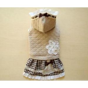 モカキルト＆チェックスカートワンピ　SS〜M　犬　ワンピース