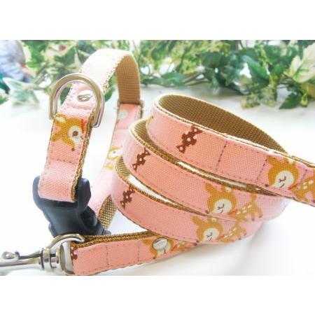 【30％OFF】【バンビ：ピンク】Ｌ　犬　首輪＆リードセット