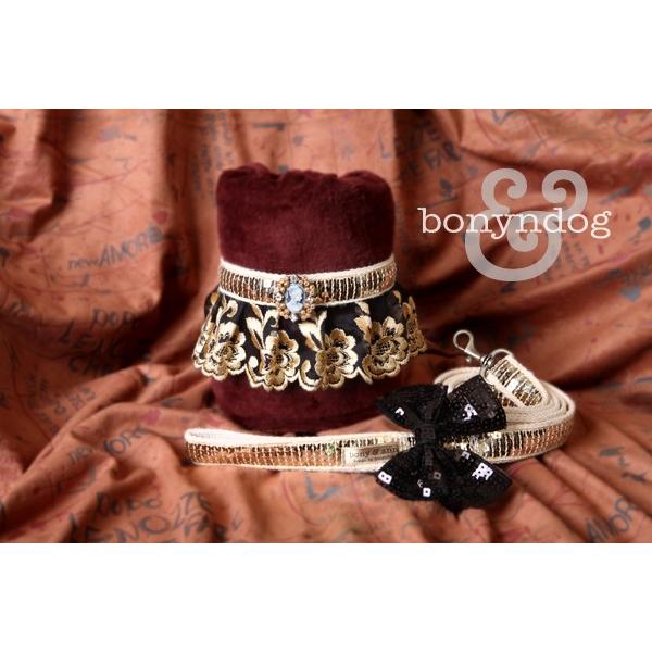 【50％OFF】bonyndog　goldラグジュアリーレース カラー＆リードセット　S〜XL