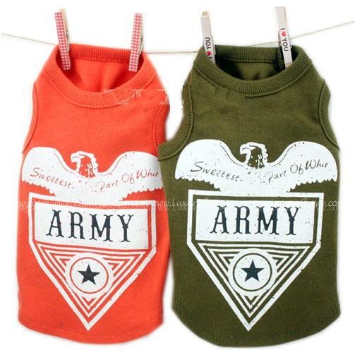 【￥1260均一】ARMYかすれプリントタンク　S〜ＸＬ　犬　服