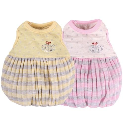 王冠ストライプ　バルーンワンピース　S〜XL　犬　服