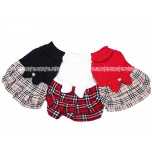 チェックスカートクラシックワンピ（秋冬用）　ＸS〜ＸＬ 犬　ワンピース