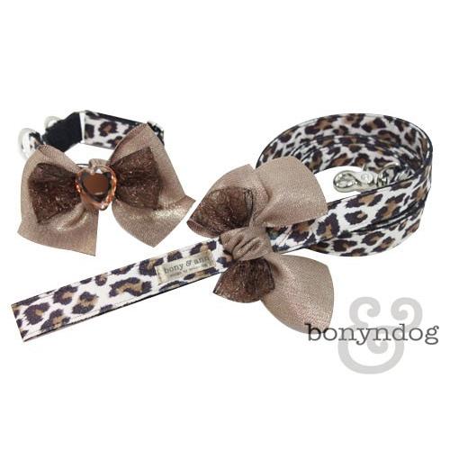 【30％OFF】スエードレオパード　カラー＆リードセット　S・L