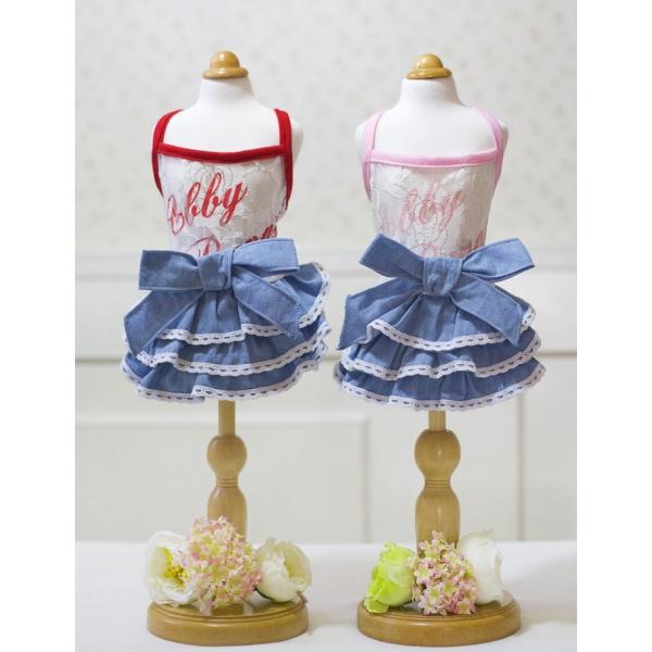 デニム3段スカートワンピ（ハンガー無）　ＸＳ〜ＸＬ　犬　ワンピース