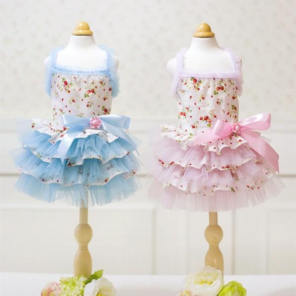 小花柄3段レースワンピ（ハンガー無）　ＸＳ〜ＸＬ 犬 春夏服