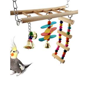 KKYOYRE インコ おもちゃ 木製 吊り下げ 運動 鈴 はしご