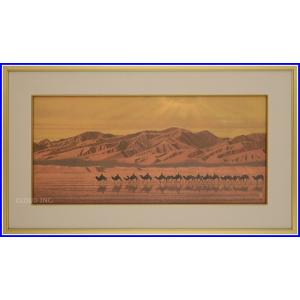 平山郁夫 絲綢之路天空 複製画 変形20号大 平山郁夫承認 大塚巧藝社