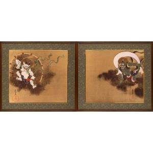 尾形光琳 燕子花図 右隻・左隻セット 複製画 巧藝画 大塚巧藝社