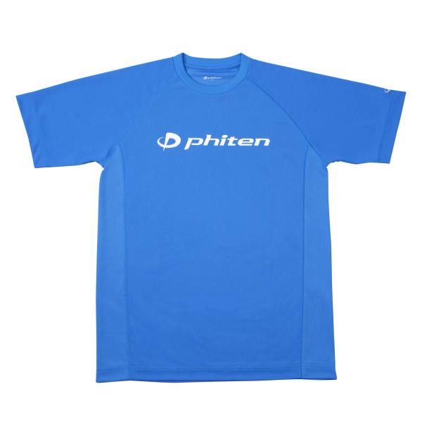 phiten(ファイテン) RAKUシャツ SPORTS 吸汗速乾 半袖 ブルー/白ロゴ S