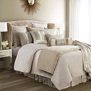 新品HiEnd Accents - FB3900-SK-SN Fairfield 4-PC Quilted Linen & Velvet Coverlet