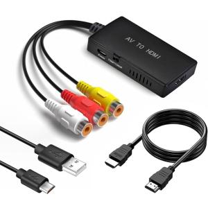 Amtake RCA to HDMI 変換コンバーター コンポジット3色端子 hdmi 変換ケーブル AV（赤、白、黄）3色コードからHDM