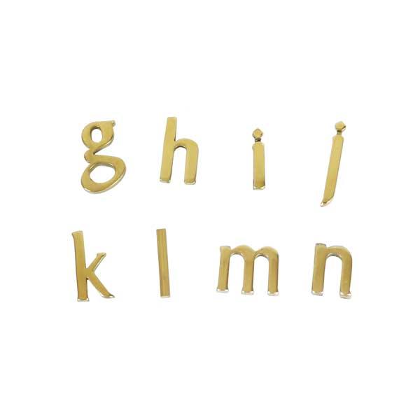 真鍮 レター 小文字 ゴールド 23mm アルファベットg h i j k l m n メール便 ネ...