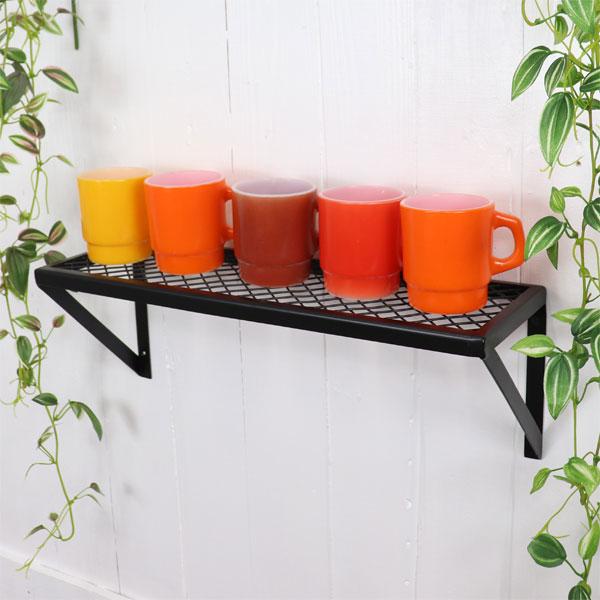 ウォールシェルフ 棚受け アイアン メッシュ ラック キッチン雑貨 ラック 鉄 Lサイズ