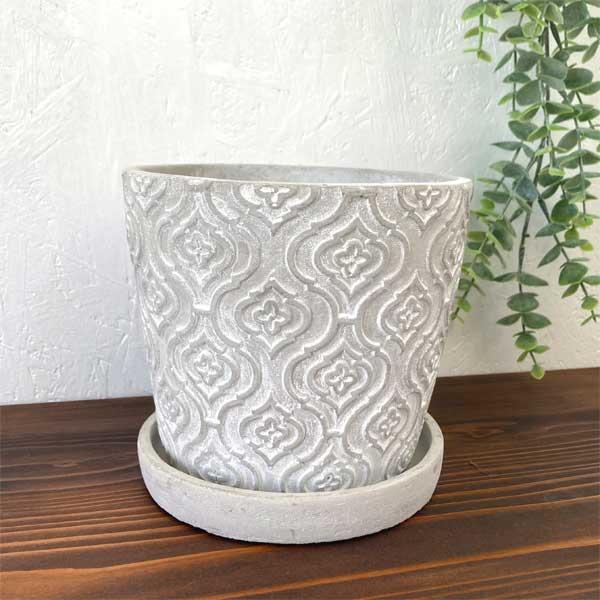 ランシェル・ラウンドポットＳ  底穴あり セメントポット 観葉植物 植木鉢 ガーデン雑貨