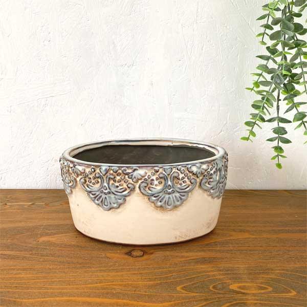 クロシエット・オーバルポットS プランター 陶器 ナチュラル アンティーク ヨーロピアン