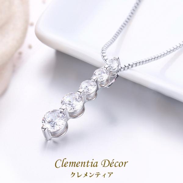 ネックレス レディース 50 40代 プラチナ 仕上 シンプル 20代 CZダイヤ シルバー 誕生日...