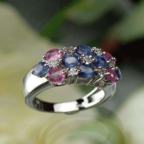 サファイア &amp; ホワイト トパーズ スタイリッシュ リング 誕生日 母の日 プレゼント  女性  妻...