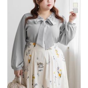 大きいサイズ レディース CLETTEオリジナルリボンデザインリブプルオーバー