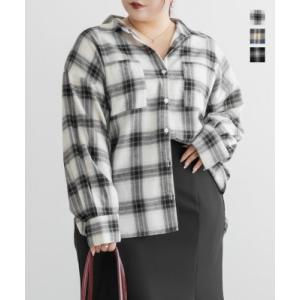大きいサイズ レディース オーバーサイズチェック柄シャツ