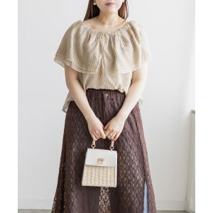 大きいサイズ レディース ストライプ柄フリルオ...の詳細画像5