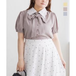 大きいサイズ レディース CLETTEオリジナルレース襟ボウタイリボン2WAYブラウス