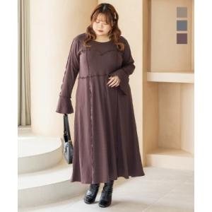 大きいサイズ レディース CLETTEオリジナルメロー切替リブワンピース