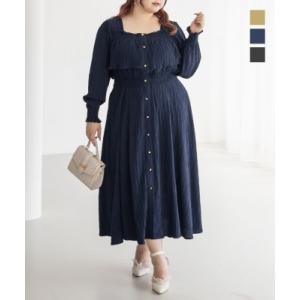 大きいサイズ レディース CLETTEオリジナルフロントボタンティアードデザインワンピース