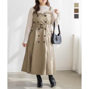 大きいサイズ レディース CLETTEオリジナルトレンチデザインワンピース