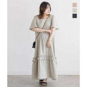 大きいサイズ レディース CLETTEオリジナル裾フリルAラインワンピース