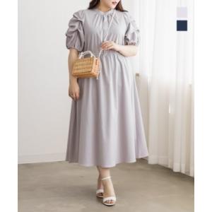 大きいサイズ レディース デザインタックスリーブワンピース