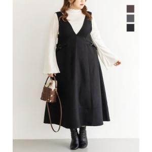 大きいサイズ レディース CLETTEオリジナルサイドベルトジャンスカワンピース