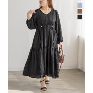 大きいサイズ レディース CLETTEオリジナルウエストドロストティアードワンピース