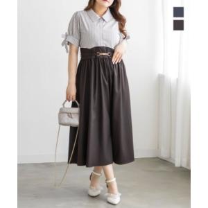 大きいサイズ レディース CLETTEオリジナルビットベルトドッキングワンピース